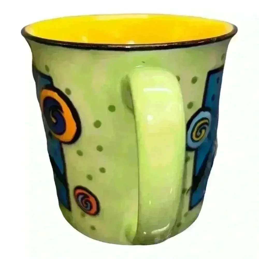 Goofy Disney Ceramic Cup - Green and Blue with Dots LIKE NEW - Picture 2 of 5
